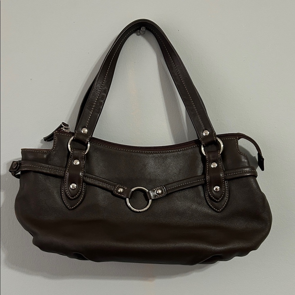 Marie Clair Chic Dark Brown Leather Shoulder Bag
